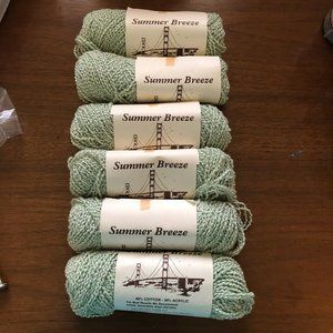 6 Summer Breeze Yarn 66% cotton 34% Acrylic 2 oz Color Jade